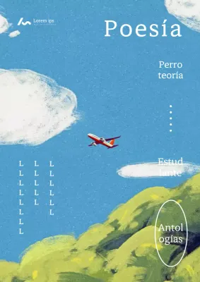 Sencilla portada de colección de poesía en azul y blanco