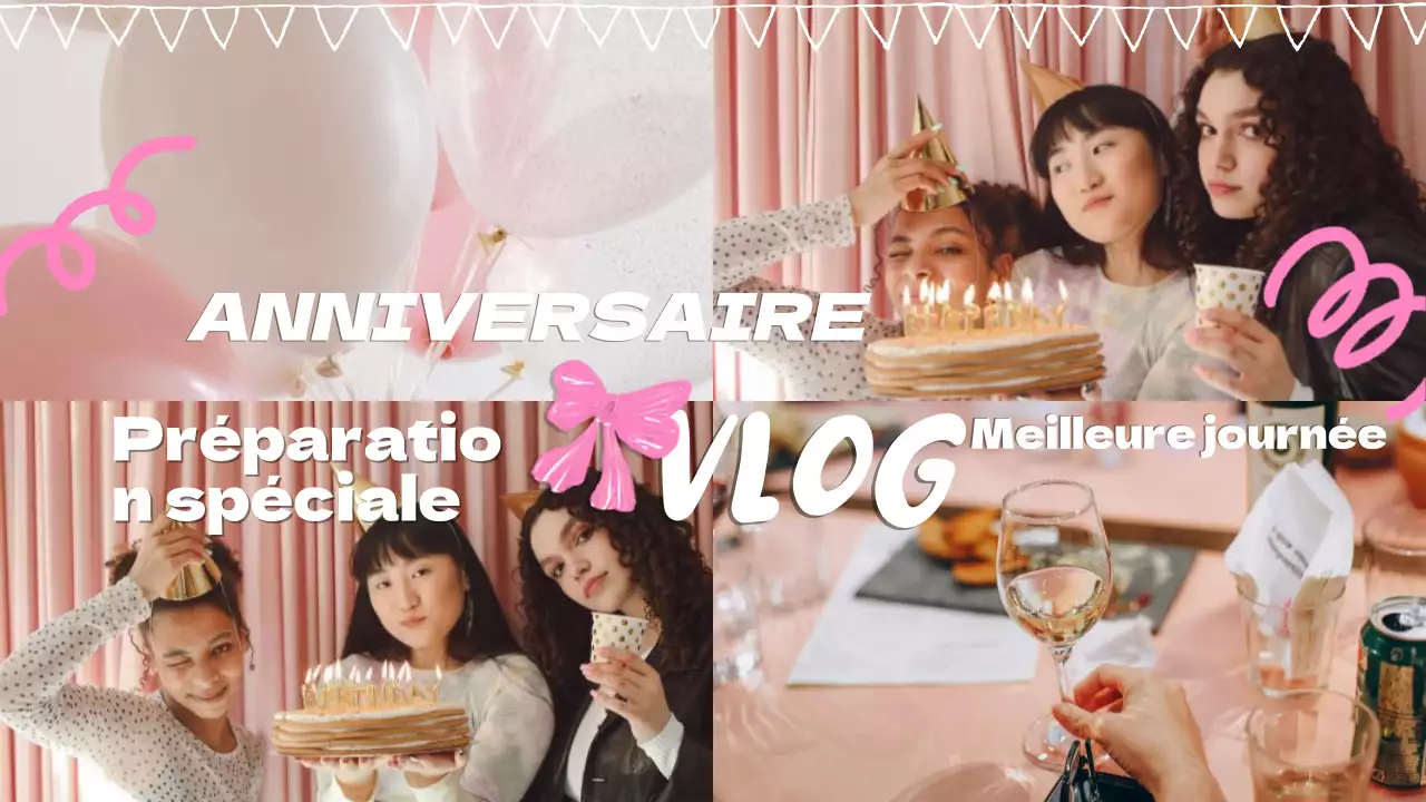 Vidéo vlog d'anniversaire simple et rose