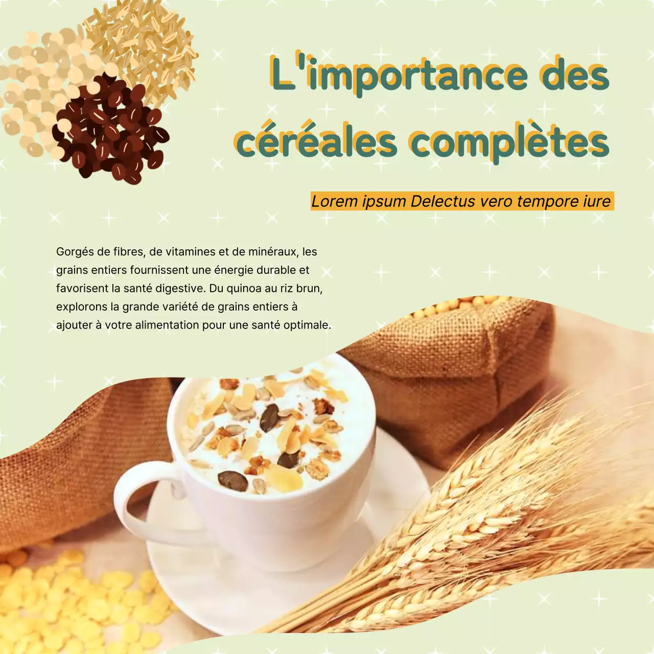 Publicité verte et jaune pour les aliments sains et les régimes alimentaires modernes