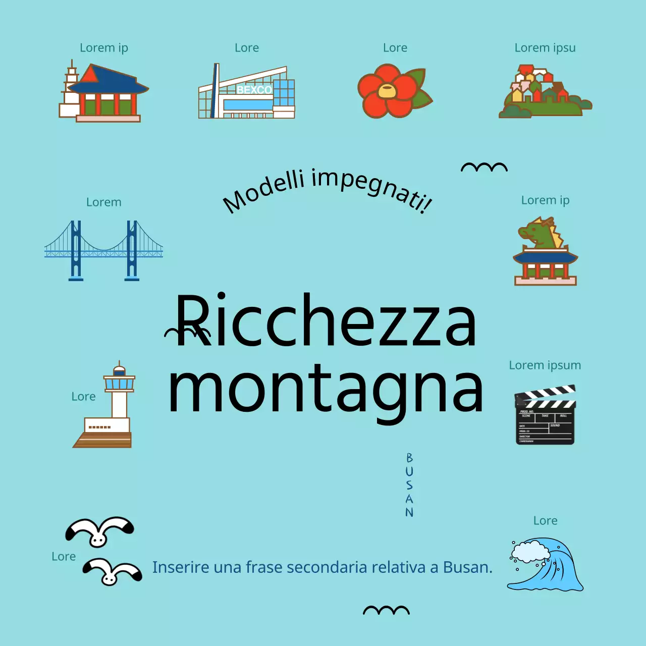 Promuovere un semplice modello di Busan in blu chiaro e nero