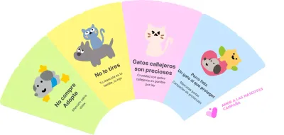 Campaña de defensa de las mascotas con ilustraciones de animales y mucho colorido