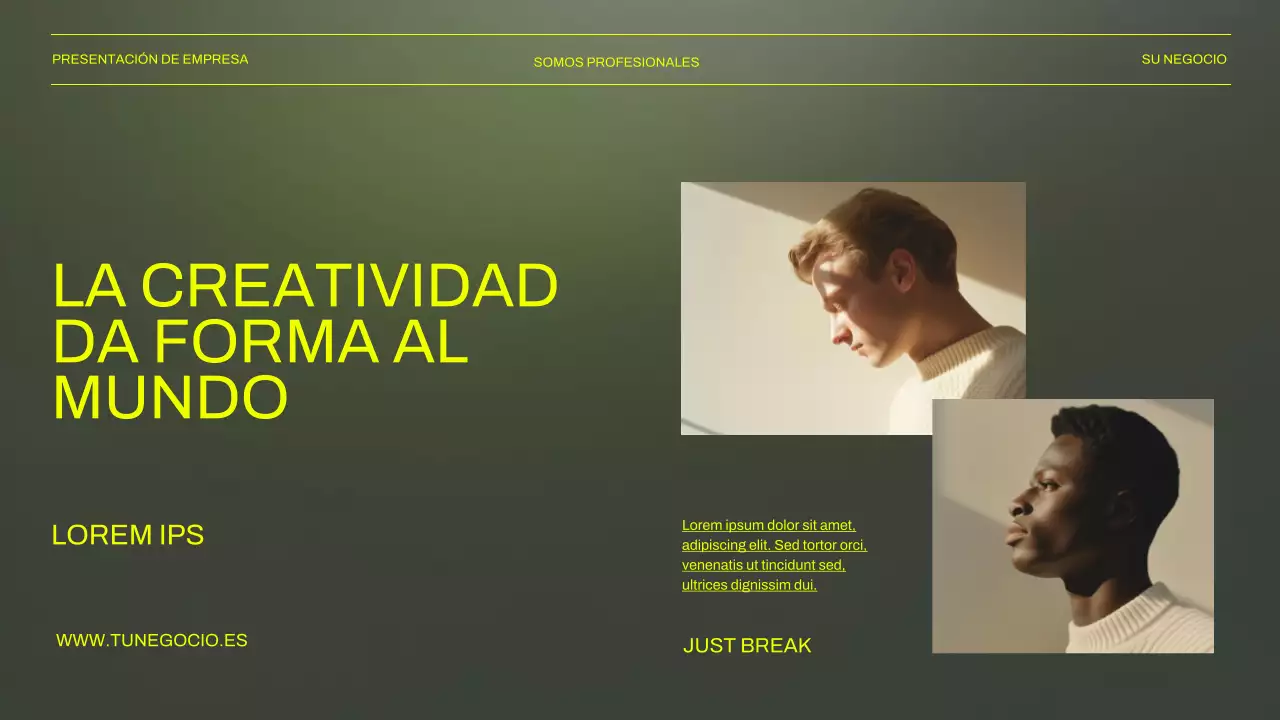 Presentación empresarial en verde y negro