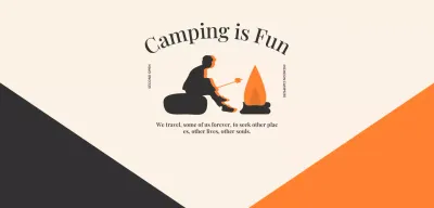Camp design with illustration of a person roasting marshmallows