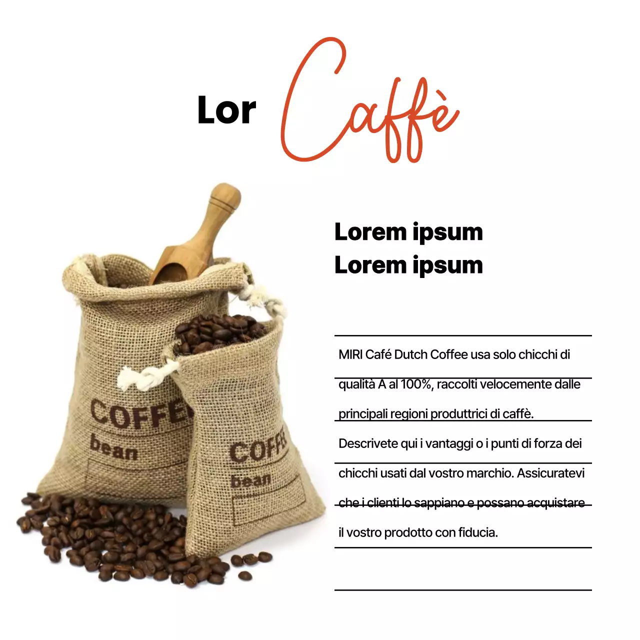 Marchio di una caffetteria moderna in bianco e arancione