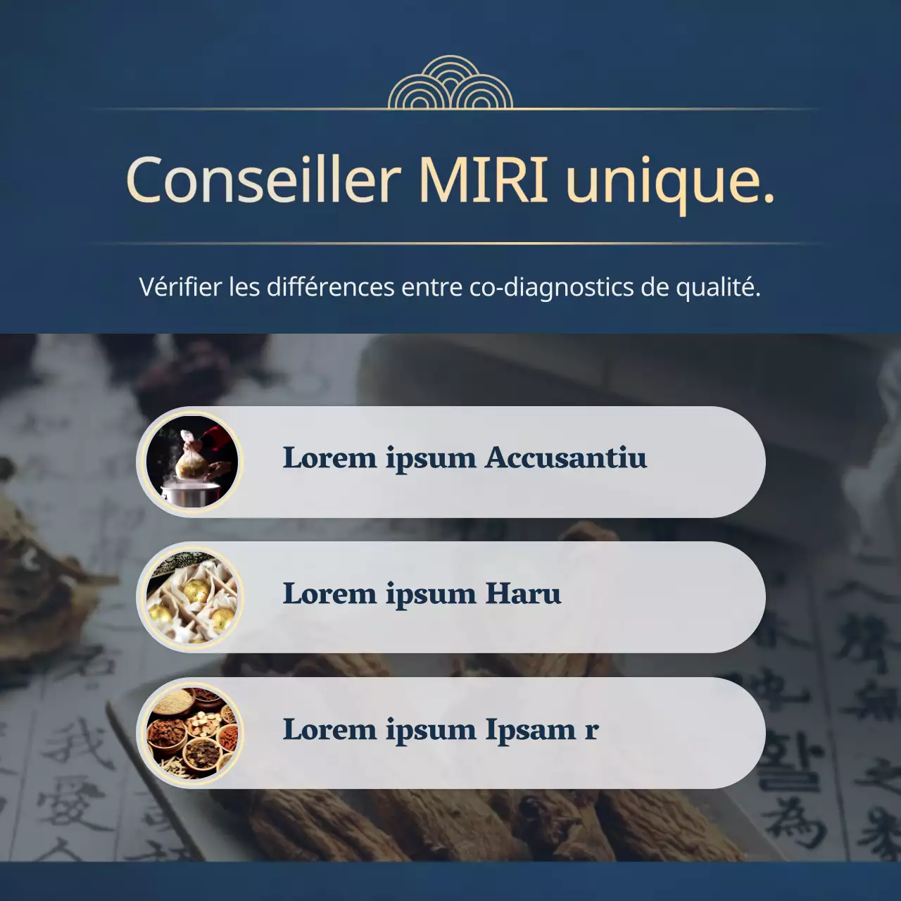 Publicité pour les médicaments traditionnels à base de plantes pour la fête des mères, en bleu marine et or