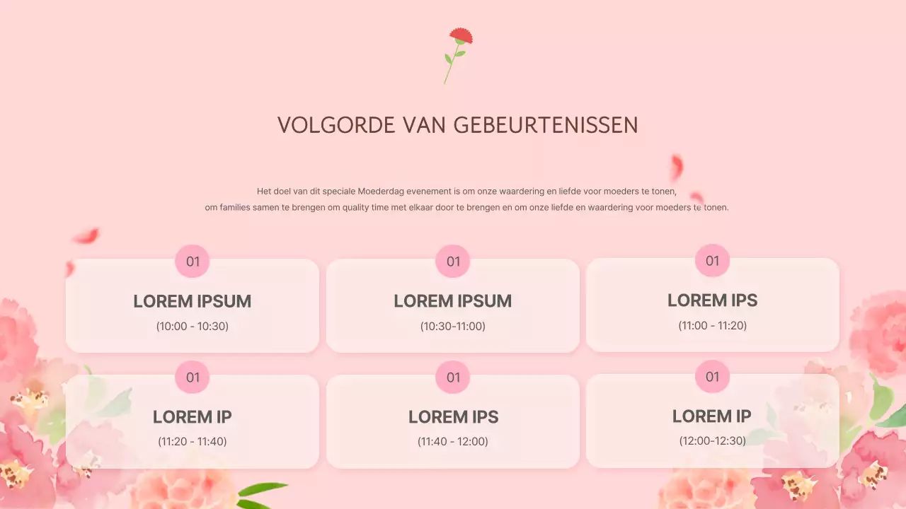 Een eenvoudig Moederdagprogramma in roze en bruine eventpresentatie