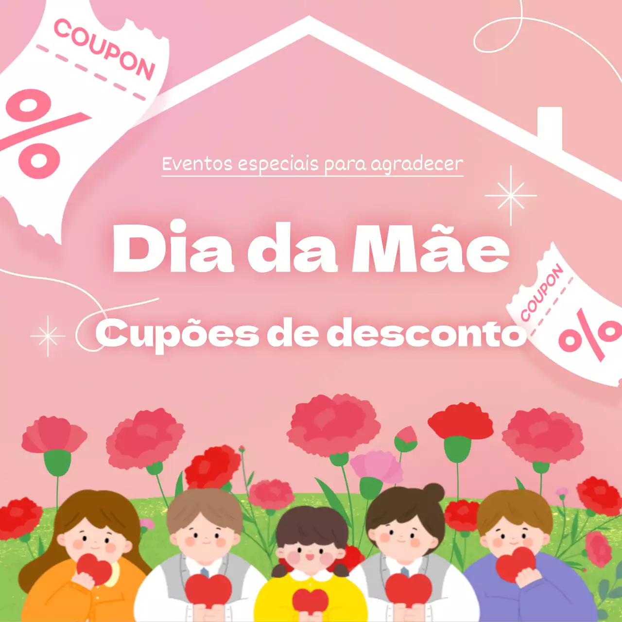 Postagem do vale de desconto rosa e bonito para o Dia da Mãe