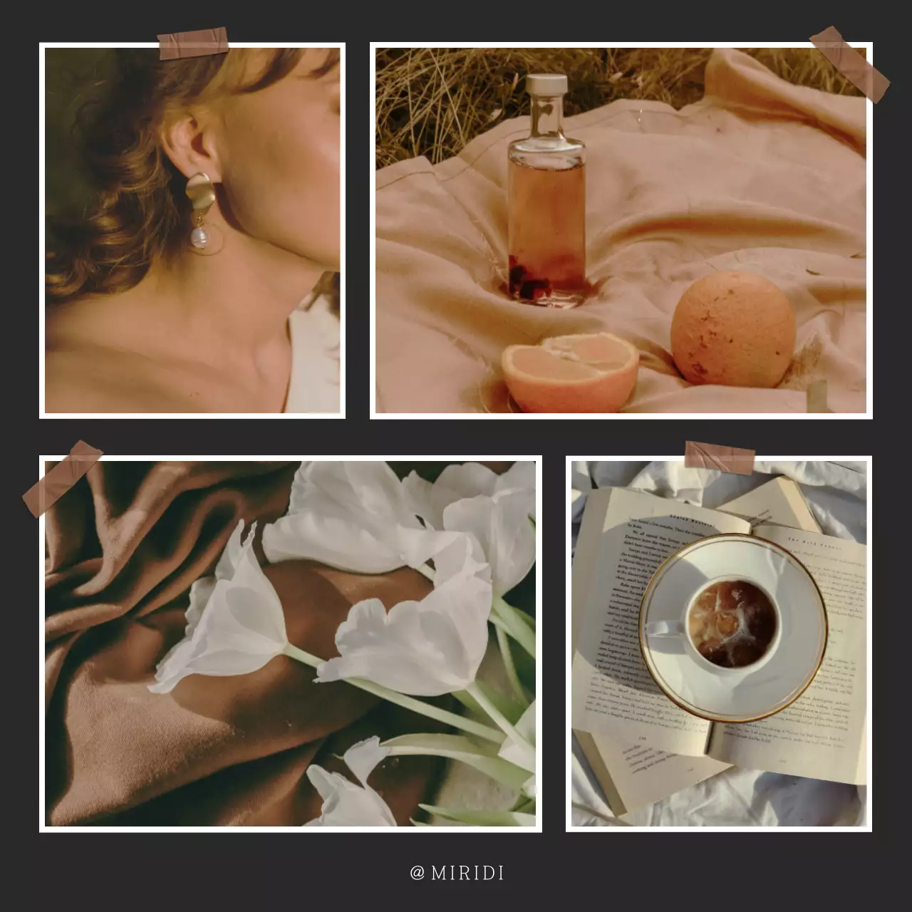 갈색과 흰색의 트렌드한 인스타그램 필름 홍보