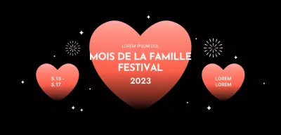Conception d'un festival avec des cœurs en dégradé sur un fond noir