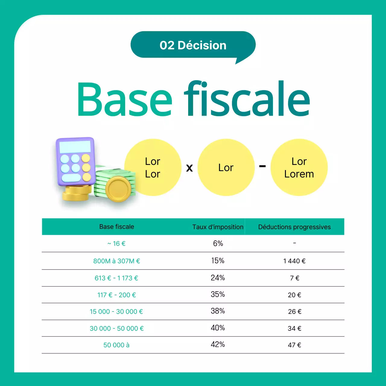 À propos de la déclaration d'impôt sur le revenu global jaune et vert, mignon