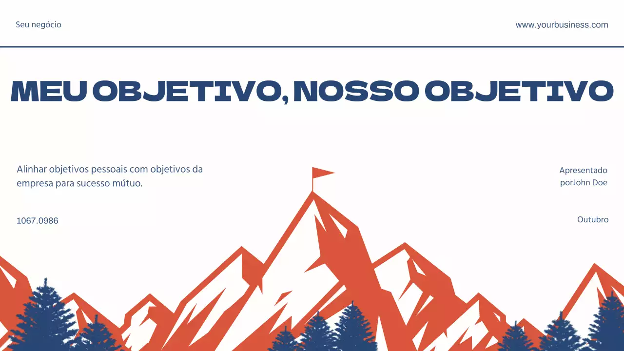 Azul Vermelho Apresentação comercial simples para o plano de objectivos