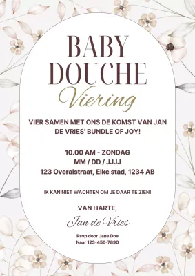Beige elegante uitnodiging voor baby shower