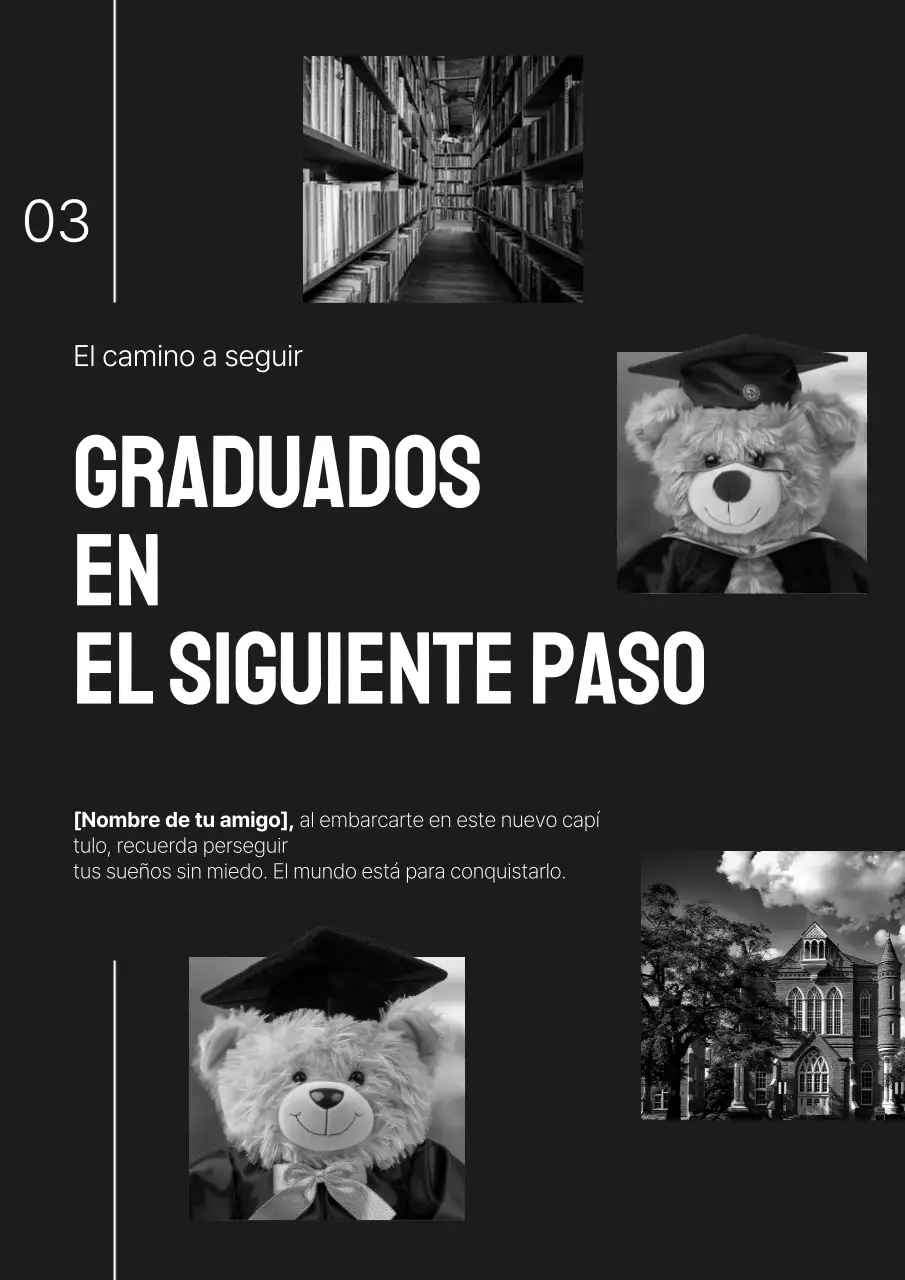 Kitschy promoción de graduación en blanco y negro y negro
