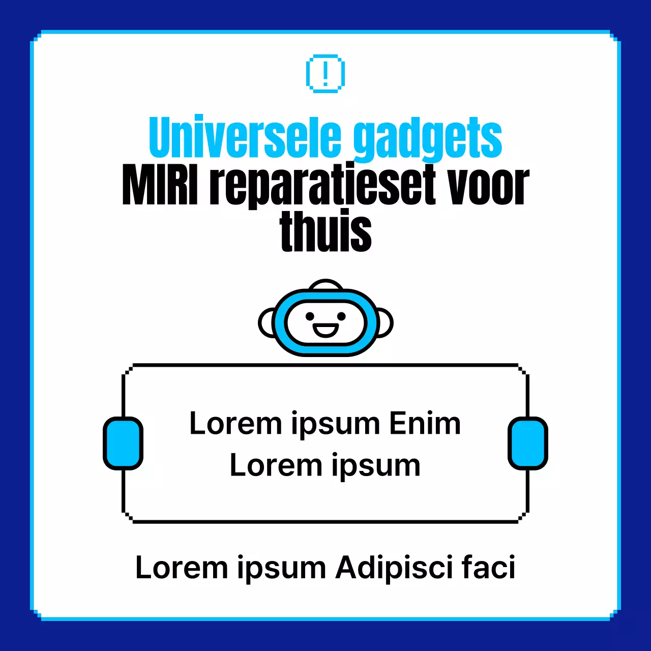 Promoot huisreparaties met retro robot pixel illustraties in blauw en marineblauw