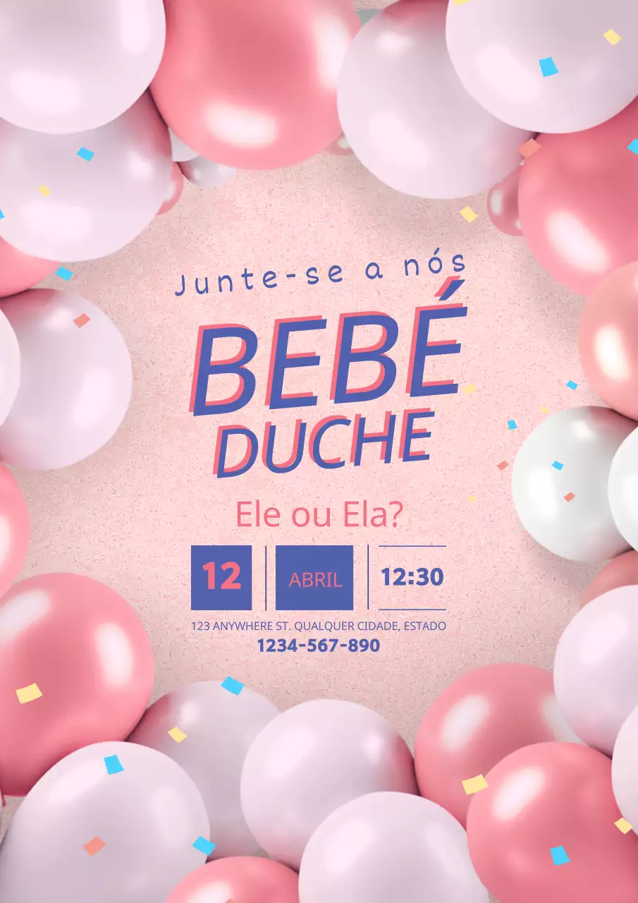 Convite de revelação do sexo para chá de bebé rosa e azul