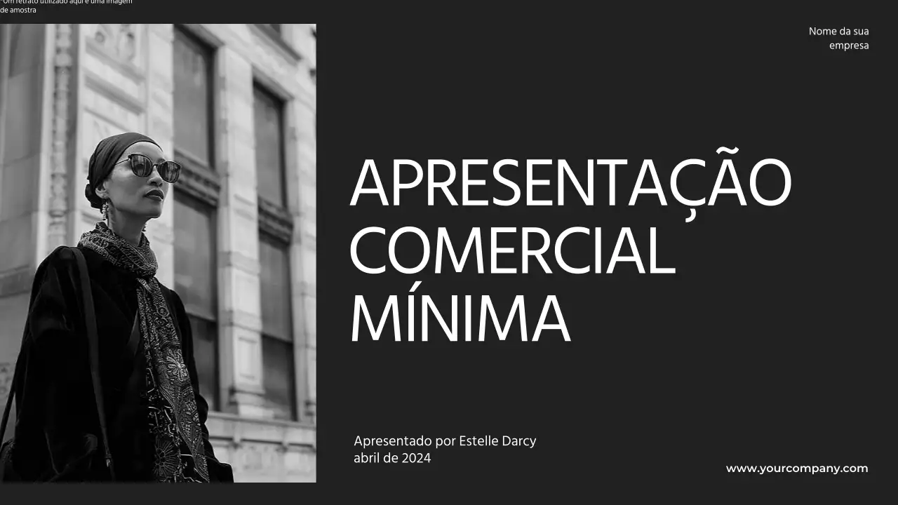Perfil comercial mínimo a preto e branco Apresentação do produto