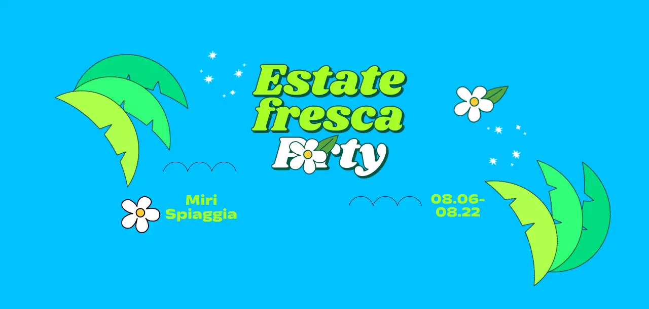 Un festival estivo fresco e rinfrescante con palme e fiori