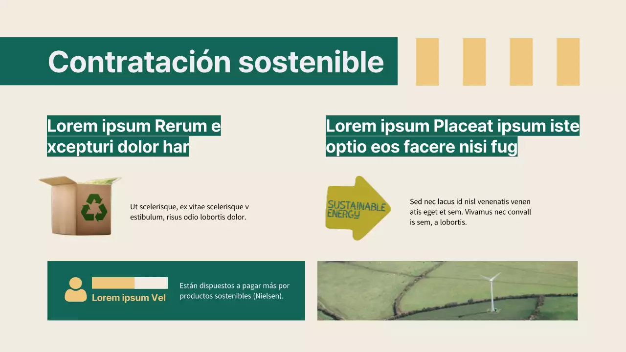 Verde y amarillo Simple Business Estrategia de soluciones sostenibles