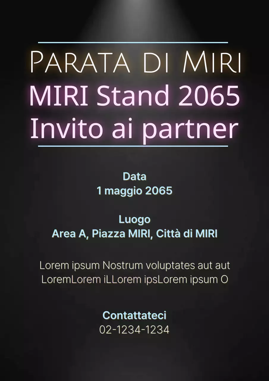Un semplice volantino nero e neon per reclutare gli espositori alla fiera.