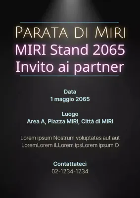 Un semplice volantino nero e neon per reclutare gli espositori alla fiera.