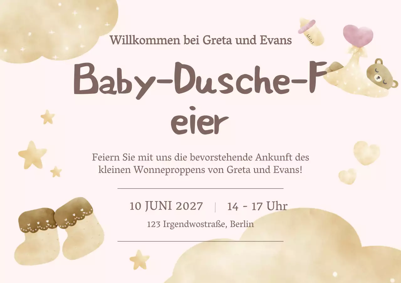 Braun und Beige Modern Baby Shower Celebration Einladung
