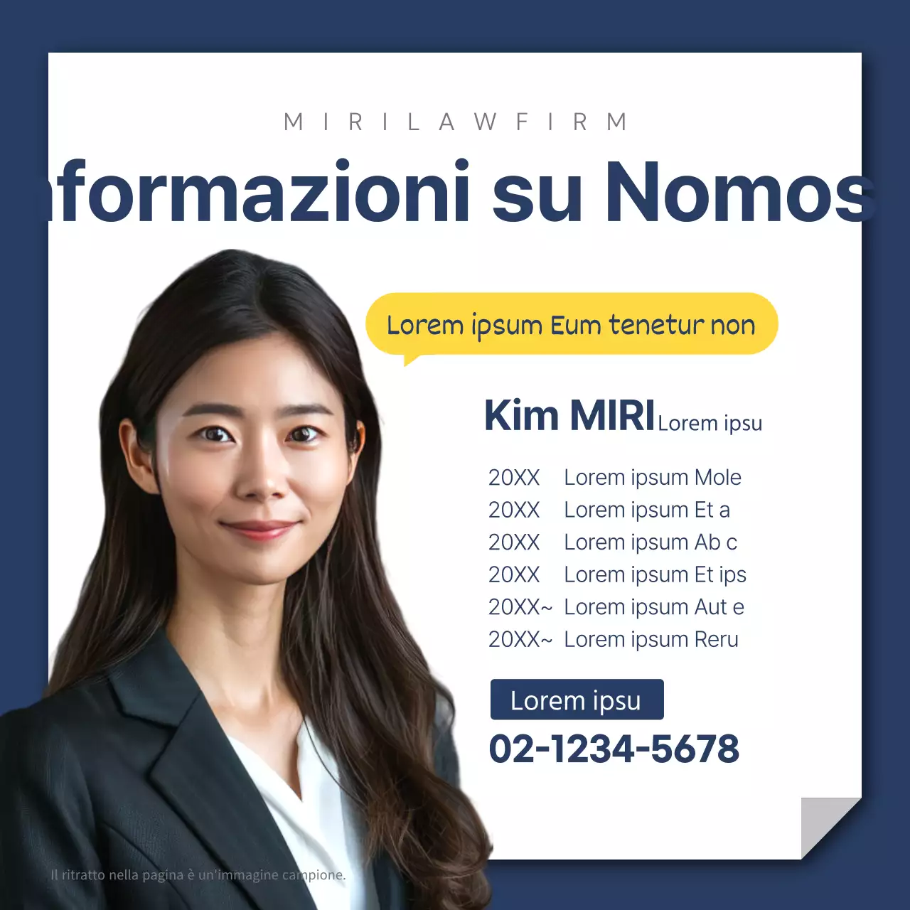 Un semplice post di consulenza sul diritto del lavoro in giallo e blu navy