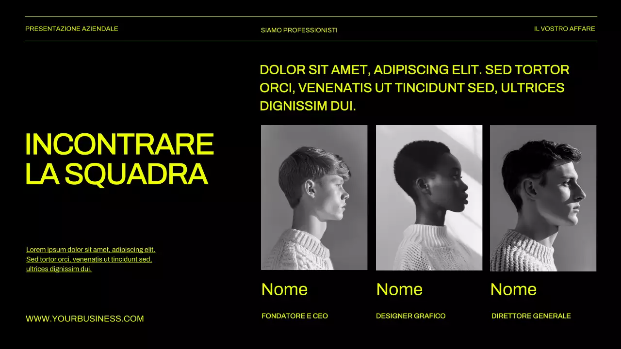 Presentazione aziendale verde e nera