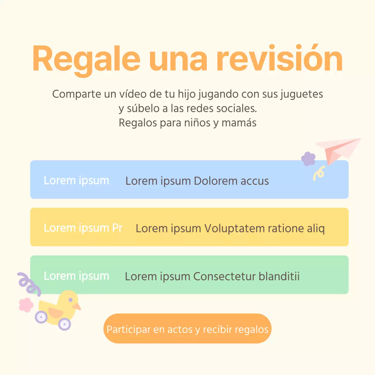 Promocione un bonito Día del Niño en el centro comercial en marfil y naranja