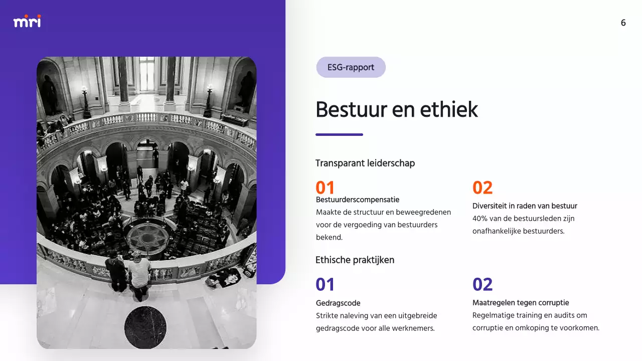 Paars en Oranje Modern ESG-bedrijfsrapport