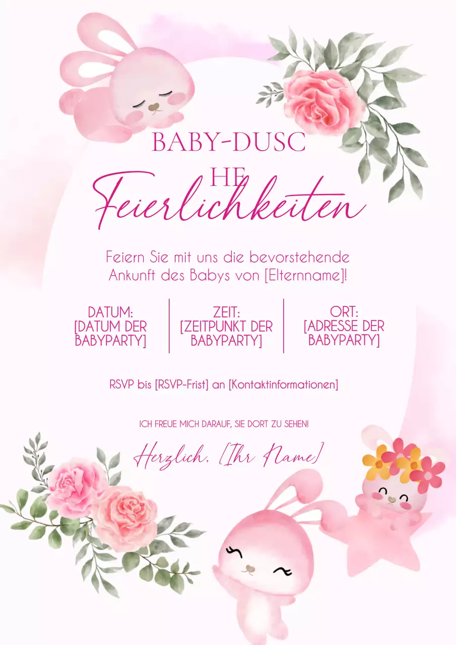 Rosa und Grün Trend Baby Shower Feier Einladung