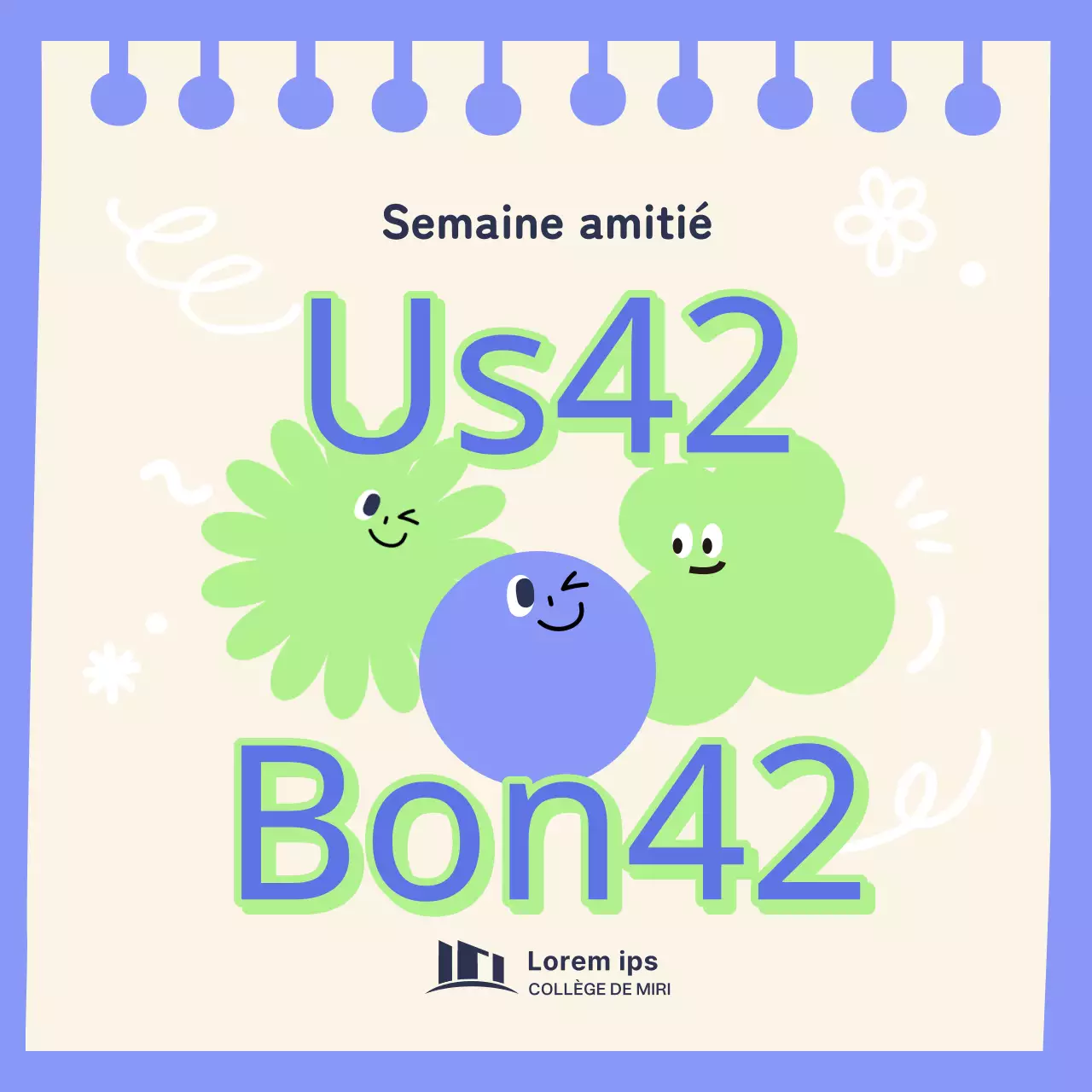 Faites la promotion de votre événement de la semaine "Love Your Friends" en violet et en chartreuse.