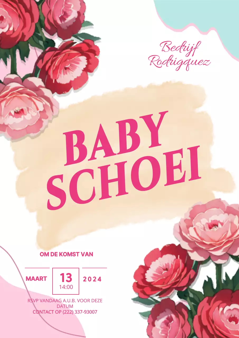 Uitnodigingen voor roze-bloemige chique baby shower