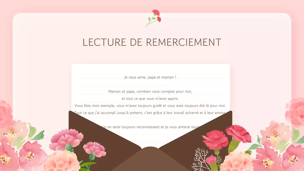 Un programme simple pour la fête des mères dans une présentation événementielle rose et marron