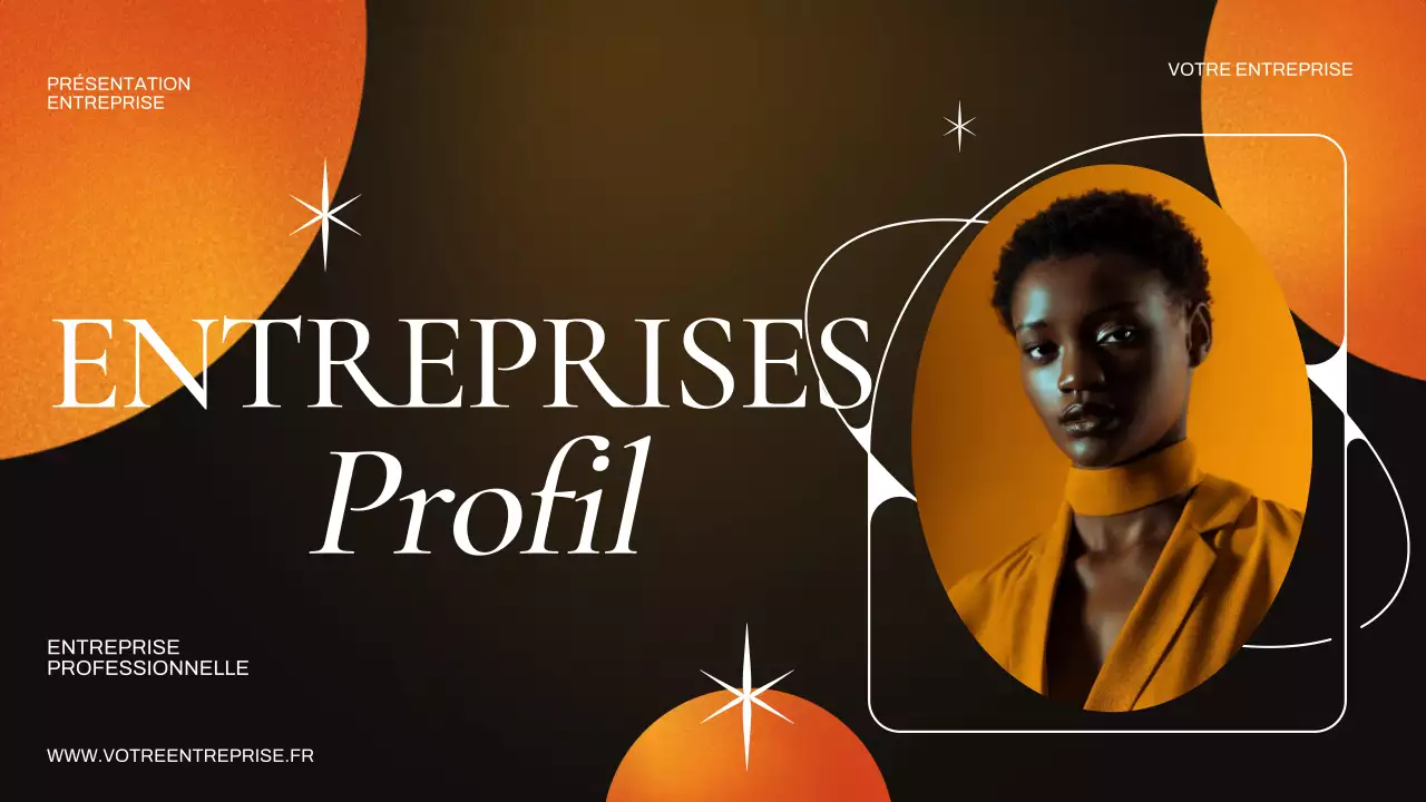 Présentation de l'entreprise orange et marron