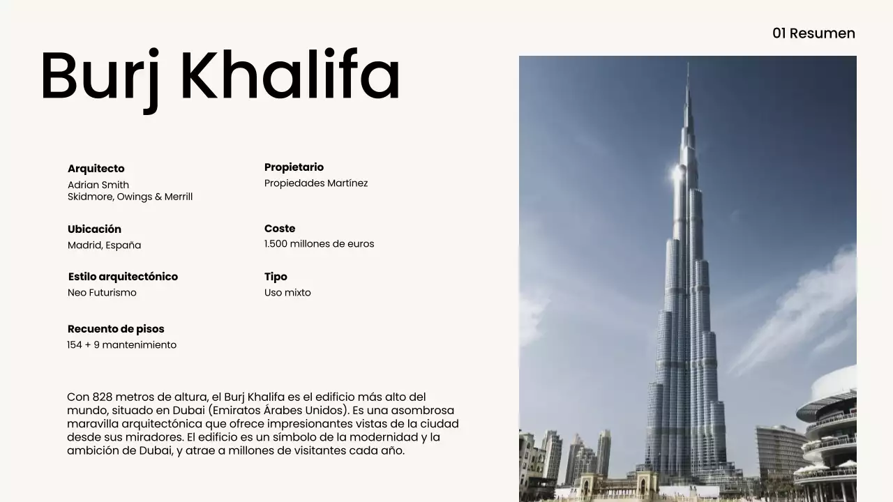 Informe arquitectónico minimalista en blanco y negro