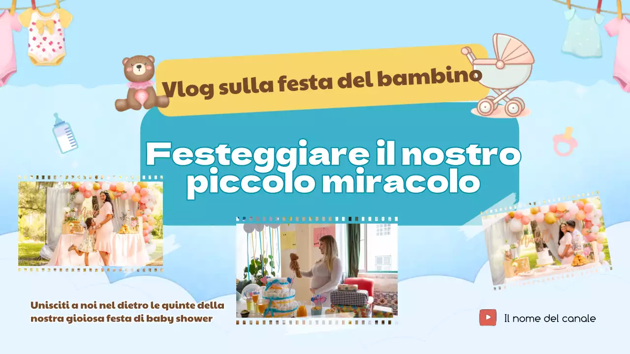 Sky Blue Modern Baby Shower Youtube Thumbnail Video