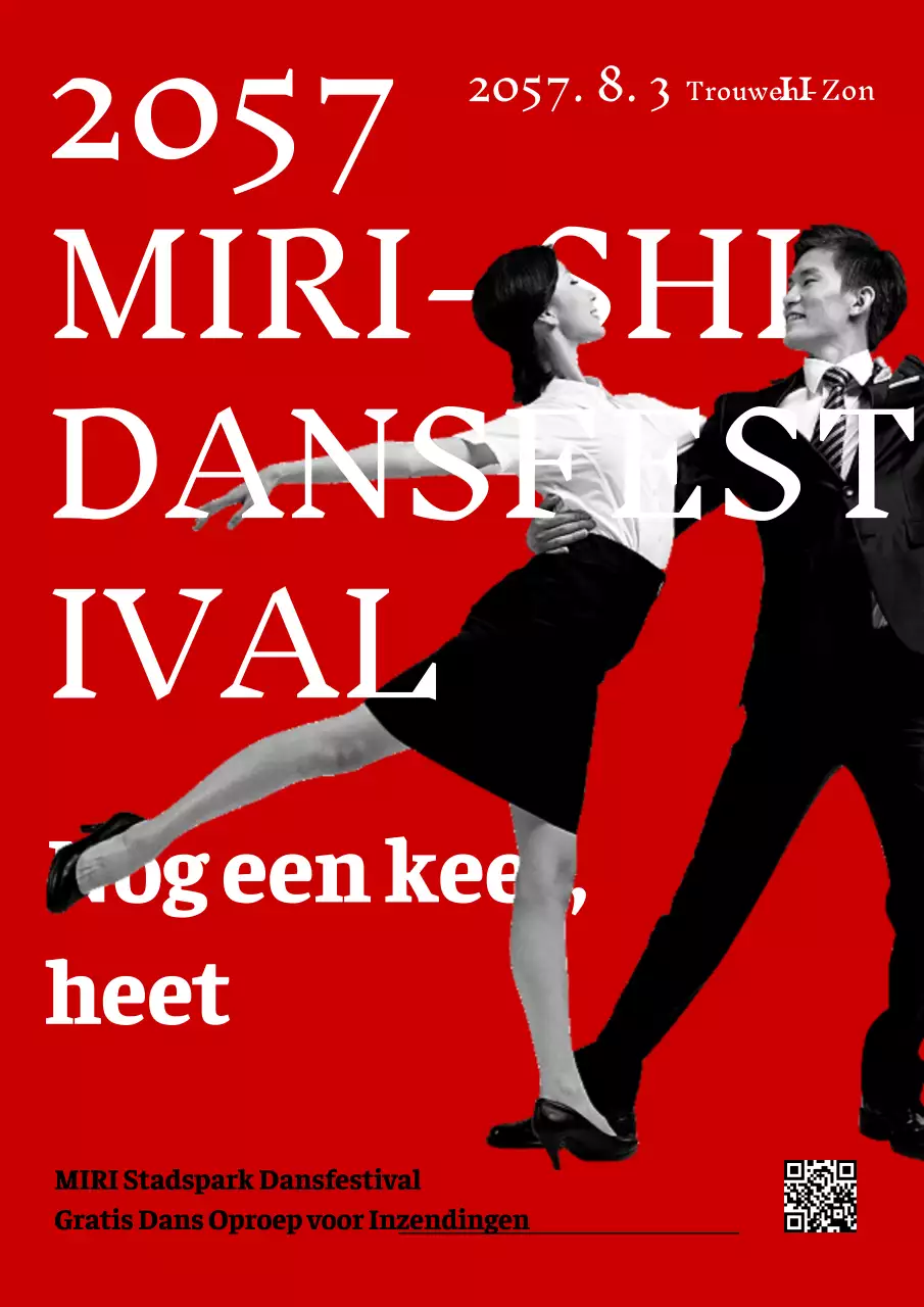 Promotieposter voor een modern dansfestival in rood.