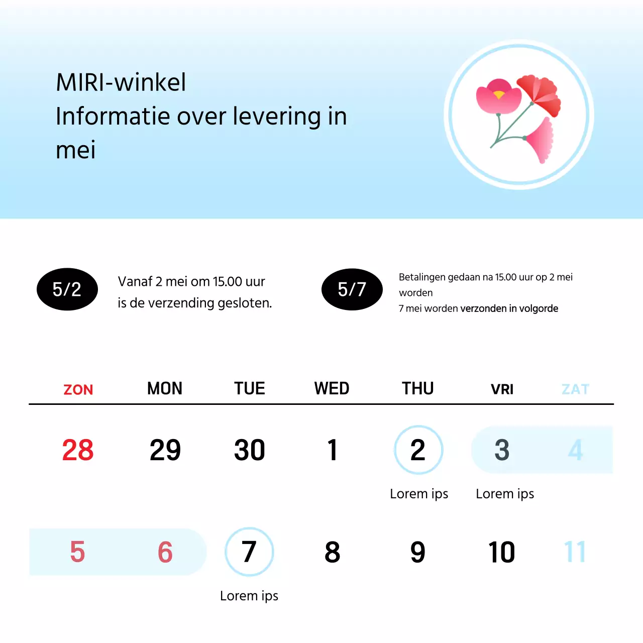Promoot een moderne feed voor sociale-mediamarketing in lichtblauw en rood
