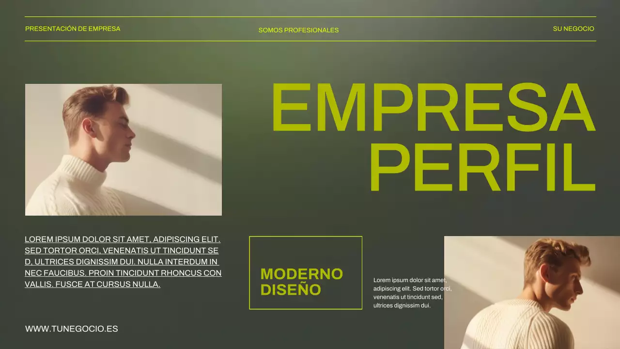 Presentación empresarial en verde y negro