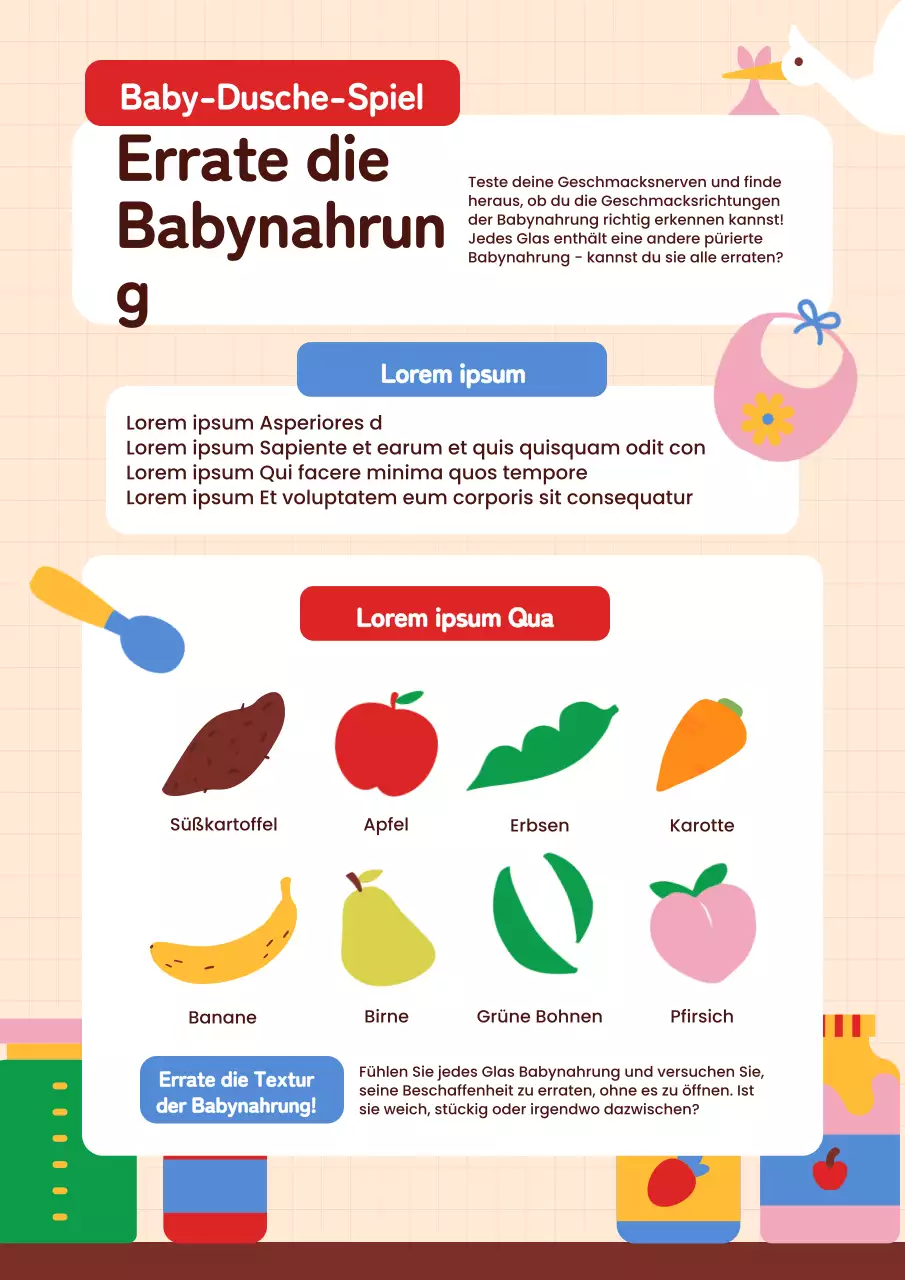 Orange und Rot Modern Baby Vorhersage Spielanleitung