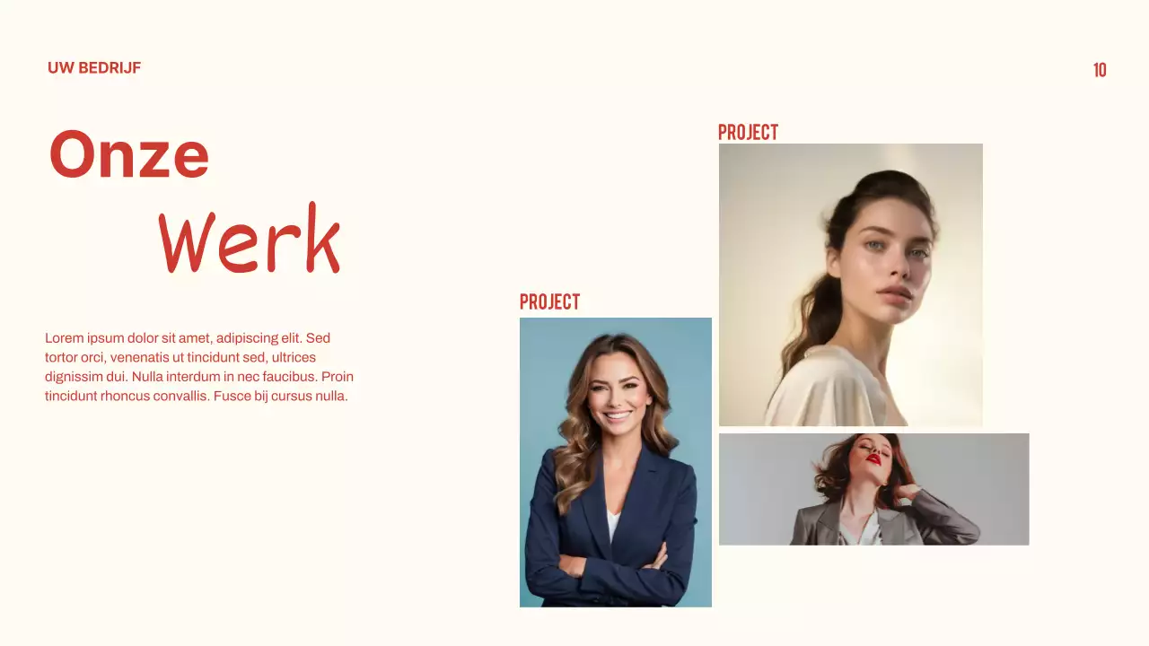 Minimal bedrijfsprofiel presentatie rood en beige