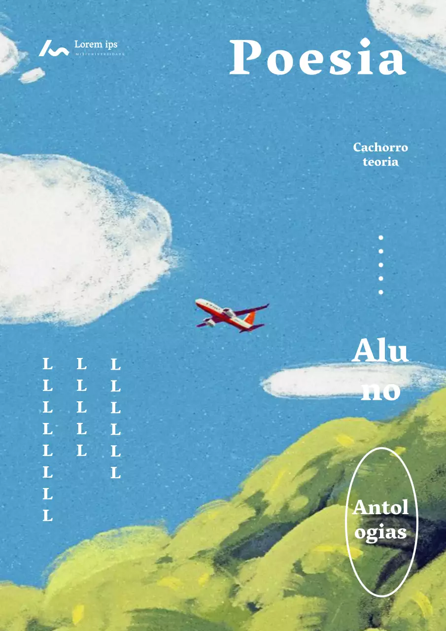Capa simples de coleção de poesia a azul e branco