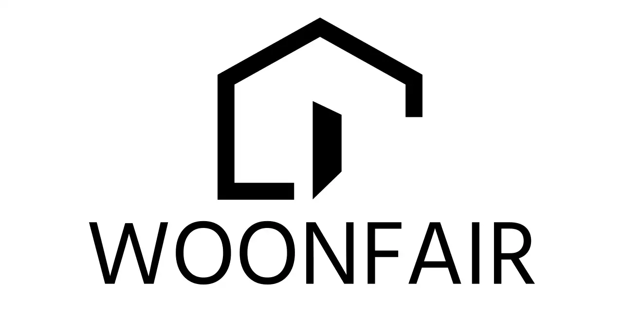 Eenvoudige woonbeurs met illustraties in de vorm van huizen