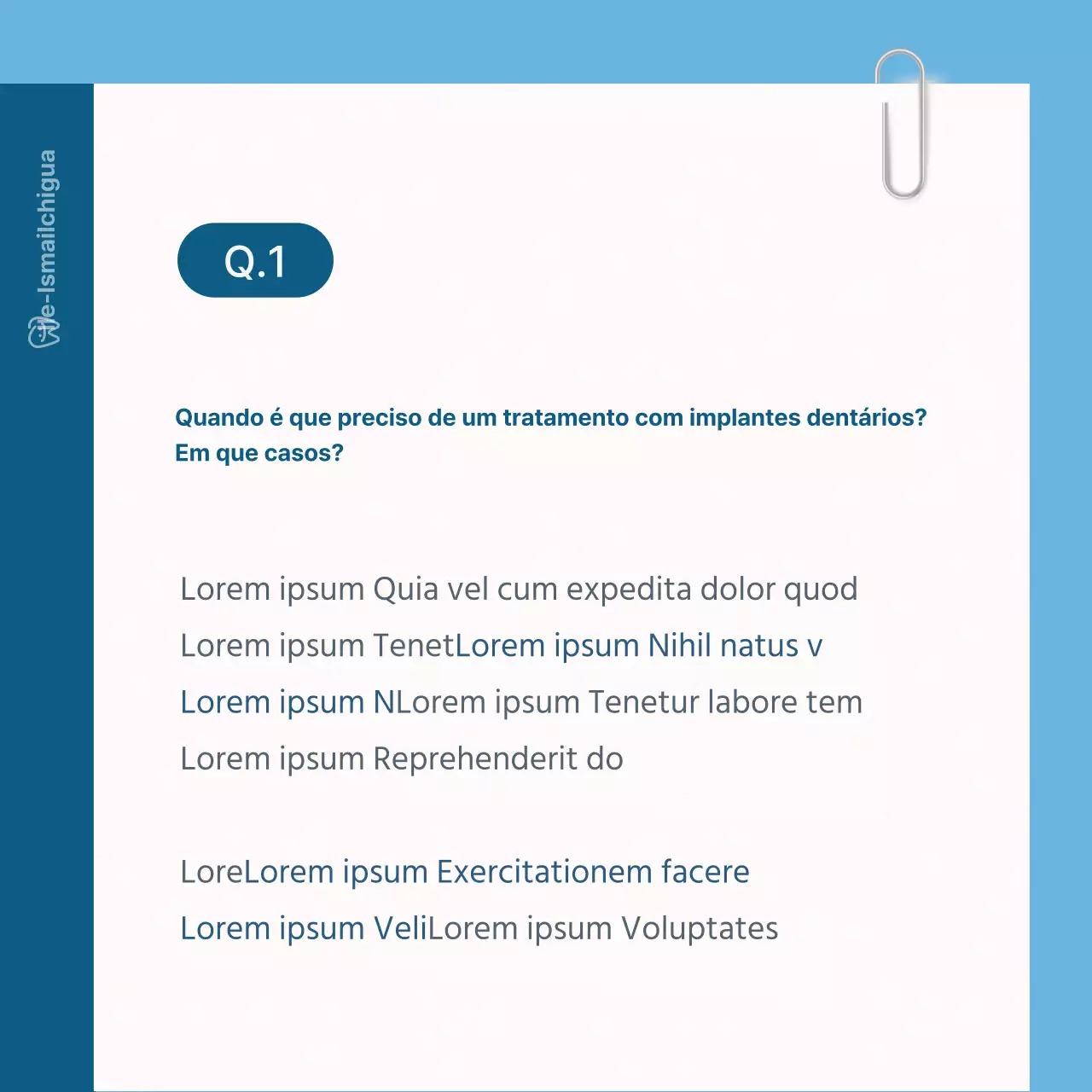 Um consultório dentário simples em branco e azul claro para promover o consultório Q&APromover o consultório