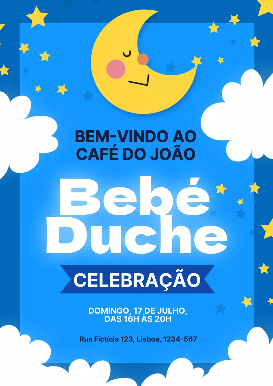 Festa de despedida do bebé azul branco simples fantasia Mensagem de boas-vindas