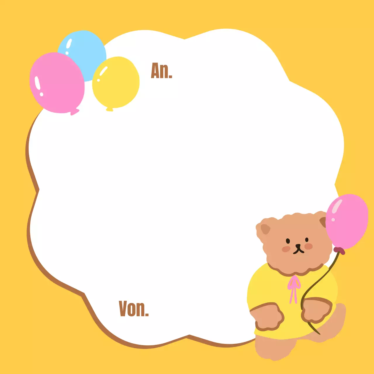 Niedliche gelbe und rosa Luftballons oder Teddybär-Notizblöcke