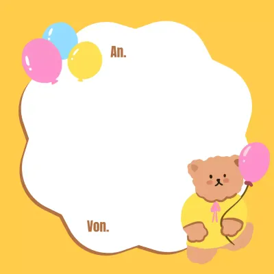 Niedliche gelbe und rosa Luftballons oder Teddybär-Notizblöcke