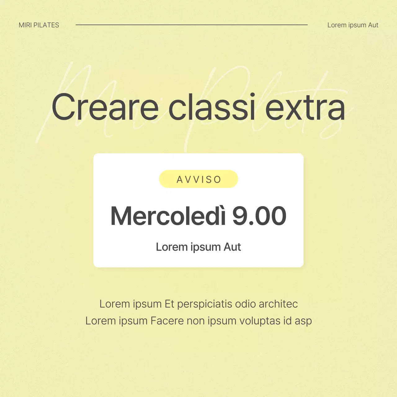 Modern Pilates in beige e giallo annuncio di social media marketing