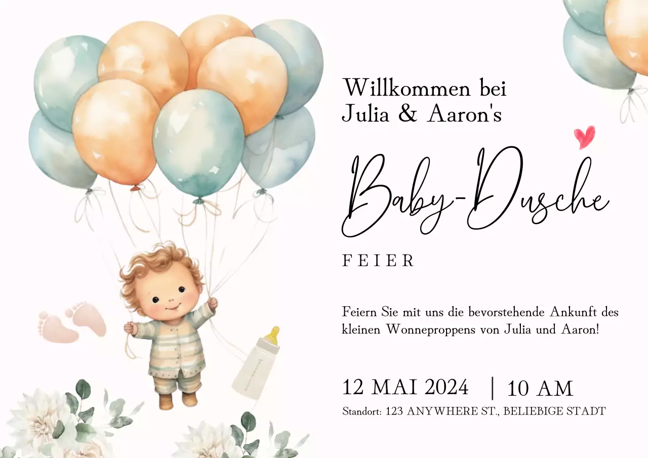 Grün und Weiß Minimal Baby Shower Celebration Einladung