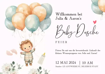Grün und Weiß Minimal Baby Shower Celebration Einladung